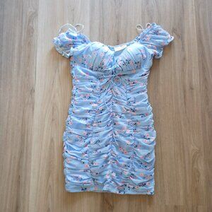UO dress M Kiss the sky bodycon blue floral dress party prom size M